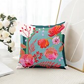 baratos estilo floral e plantas-Capa de Almofadas Decorativas de Flores 1PC Capa de Almofada Quadrada Macia para Sofá Capa de Almofada para Quarto Sala de Estar Cadeira