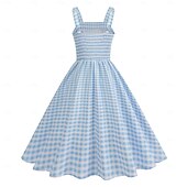 preiswerte Kleider-Retro Vintage 1950er Kleid Swing-Kleid Karomuster Damen Karneval Maskerade Alltagskleidung Junggesellinnenabschiedsparty Erwachsene Kleid Abschlussballkleider