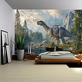 billige landskapsteppe-en skog dinosaurer billedvev veggkunst stor billedvev veggmaleri dekor fotografi bakteppe teppe gardin hjem soverom stue dekorasjon
