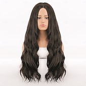 abordables Perruques Synthétiques Sans Bonnet-Perruque Synthétique Ondulé Tissage bouclé Coupe dégradée Avec frange Fabriqué à la Machine Perruque 28 pouces A1 Cheveux synthétiques Femmes Classique Confortable Dégradé de couleur Couleur mixte