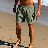 economico Vacanza-Per uomo Shorts Shorts di Lino Pantaloncini Estivi Shorts da Spiaggia Coulisse Elastico in vita Bottone laterale Semplice Comodità Traspirante Lunghezza al ginocchio All&#039;aperto Quotidiano Ferie Moda