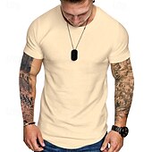 preiswerte Lässige T-Shirts für Herren-Herren T Shirt T-Shirt Kurzarmshirt Kurzarm Rundhalsausschnitt Sommer Einfach Mode Designer Basic Klassisch Urlaub Straße Ausgehen Schwarz Khaki Hellgrau Top T-Shirt für Herren