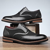 abordables Officiel-Homme Brogue Brogue Cuir PU Respirant Confortable Antidérapant À lacets Noir Jaune Rouge Automne Hiver