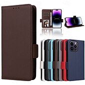 Недорогие Чехлы для iPhone-Чехол для iPhone 16 Pro Max Plus iPhone 15 Pro Max Plus iPhone 14 13 12 11 Pro Max Plus Mini флип-крышка с подставкой магнитная с запястьем ретро TPU PU кожа