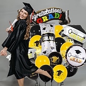economico Decorazione di Laurea-set di palloncini in lattice e foil per feste di laurea, decorazioni per la festa di laurea in nero e oro, forniture per l&#039;allestimento della scena della festa