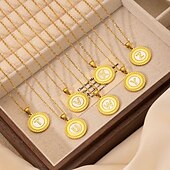 baratos Presentes-colar de letras personalizado, presente para a mãe, pingente de aço titânio banhado a ouro 18k, colar de alfabeto redondo de a a z inspirado em conchas, corrente de clavícula unissex minimalista