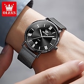 cheap Quartz Watches-OLEVS 5623 Mens Watch Simple Leisure Roman Scale Date Dial Stainless steel Waterproof Quartz Watch Rose Black