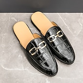 billiga Tillfällig-lackmockasiner för män - sofistikerad slip-on med metallspänne för affärs- och fritidskläder