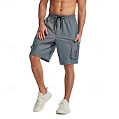 cheap Classic-Men&#039;s Cargo Shorts Shorts Bermuda shorts Casual Shorts Baggy Multi Pocket Straight Leg Plain Breathable Moisture Wicking Knee Length Outdoor Casual Running Fashion Streetwear Red Blue Micro-elastic