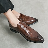 baratos Formal-sapatos formais masculinos estilo monge em couro sintético com padrão de crocodilo brilhante, design elegante com fecho de fivela para eventos empresariais e formais