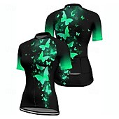 ieftine Tricouri pentru femei-Pentru femei Jersey de ciclism Fluture Manșon scurt Bicicletă Tricou Tee Jerseu cu 3 buzunare spate Ciclism montan Uscare rapidă Proiectare anatomică Wicking Respirabil Sport Rosu Albastru Verde