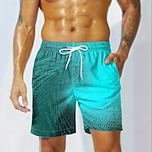 billiga Geometrisk tryck-Herr Geometrisk Gradientfärg Linje Badshorts Boardshorts Medium Midja Streetwear Hawaiisk Strandsemester Sidfickor Mesh foder Elastisk dragsko i midjan Designer Kläder