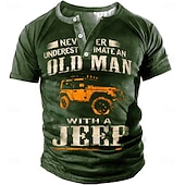 Men's Never Underestimate Old Man Jeep Short Sleeve Graphic Henley T-Shirt 7
