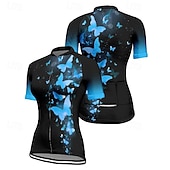 ieftine Tricouri pentru femei-Pentru femei Jersey de ciclism Fluture Manșon scurt Bicicletă Tricou Tee Jerseu cu 3 buzunare spate Ciclism montan Uscare rapidă Proiectare anatomică Wicking Respirabil Sport Rosu Albastru Verde