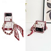 cheap Samsung Cases-Phone Case For Samsung Galaxy Z Flip 7 Z Flip 6 Z Flip 5 Z Flip 4 Back Cover with Wrist Strap Shockproof Retro PU Leather