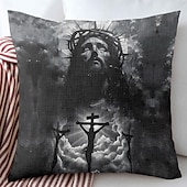 baratos Capa de almofada de férias-Capa de Almofada Decorativa de Páscoa Cruz Jesus 1PC Capa de Almofada Quadrada Macia para Quarto Sala de Estar Sofá Cadeira