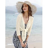 voordelige moeders wikkels-Damesomslag Elegant 3/4 mouw Chiffon Bruiloftsomslagen Met Pure Kleur Voor Feest Lente zomer