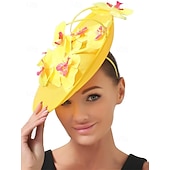 זול פאסינאטורים וכובעים-אביזר לשיער פשתן פו חתונה מסיבת ערב אלגנטית חתונה עם פרח כיסוי ראש כיסוי ראש