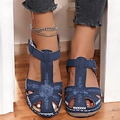 cheap Comfort Sandals-Women&#039;s Casual Comfort Sandals – Vintage Arch Support Velcro Walking Sandals with Hollow Design for Summer &amp; Outdoor Wear