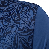 baratos Polo Elite Masculino-Homens Pólo Polo de malha Formal Trabalho Aberto para a Lateral Manga Curta Floral Botões Estampado Primavera Azul denim Branco Azul Marinha Verde cáqui Azul Claro Pólo