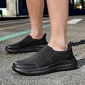 billiga Slip-ons och loafers till herrar-moderna slip-on-sneakers för män, grå mesh med elastisk slingring, snygga och bekväma urbana skor