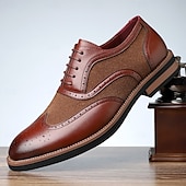 abordables Officiel-Homme Brogue Brogue Cuir PU Respirant Confortable Antidérapant À lacets Noir Jaune Rouge Automne Hiver