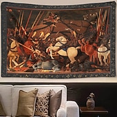 ieftine Tapiserie medievală-Tapițerie Medievală Tapițerie din Evul Mediu Artă Gothic Artă de Perete Tapițerie Mare Decor Murale Fotografie Fundal Plaid Cortină Acasă Dormitor Salon Decorare Bătălia de la San Romano