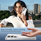 ieftine Carcasă Samsung-telefon Maska Pentru Samsung Galaxy S24 Ultra Plus S24 FE S23 Ultra Plus S22 Plus Ultra Capac Spate Magnetic Acceptă încărcarea fără fir Anti Șoc Retro PC