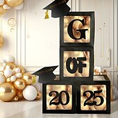 economico Decorazione di Laurea-decorazioni per la laurea classe del 2025, 4 pezzi 2025 festa di laurea scatole di palloncini neri con lettere laurea, 2025 per scuola materna asilo scuola superiore college festa di laurea forniture