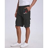 cheap Classic-Men&#039;s Cargo Shorts Shorts Summer Shorts Drawstring Elastic Waist Multi Pocket Eagle National Flag Comfort Wearable Knee Length Outdoor Sport Daily Fashion Casual Black Navy Blue