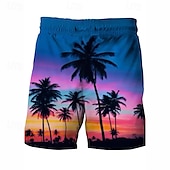 baratos calção de banho boxer masculino-Homens Calção Justo de Natação Shorts de Natação Bermuda de Surf Calças Com Cordão Com bolsos Natação Surfe Praia Esportes Aquáticos Tropical Estampado Verão Primavera
