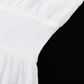 economico Abiti casual bianchi-Per donna Abito Midi Abito Bianco Moda Moderno Compleanno Ferie Laurea Vestibilità regolare Semplice Manica Corta Scollo a V Nero Bianco Estate