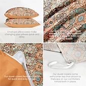 baratos 100% algodão-Capa de Edredom Mandala Boêmia Tamanho Completo Conjunto de Cama Conjuntos de Cama Capa de Colcha Edredom Macio e Leve com 2 Fronhas para Verão Primavera Vintage Étnico