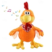 ieftine Plușuri-găină târâit muzicale animale de pluș plușuri plimbări cântând fluturând cocoș cadou de Paște fericit pentru tineri jucărie electronică interactivă de plus pentru băieți fete păpușă perfectă de joc