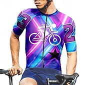 abordables Maillots pour hommes-Homme Maillot de cyclisme Manche Courte Cyclisme T-shirt Maillot avec 3 poches arrière VTT Vélo tout terrain Respirant Séchage Rapide Design Anatomique Évacuation de l&#039;Humidité Pourpre foncé Bleu