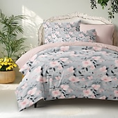 baratos 100% algodão-Conjunto de Capa de Duvet Floral Plantas Tamanho Completo Conjunto de Cama Capa de Colcha Macia Leve Cobertor com 2 Capas de Almofadas para Verão Primavera