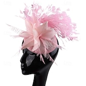 baratos Capacete de Casamento-Peça para Cabeça Penas Sinamay Casamento Festa de Noite Elegante Casamento Com Penas Capacete Chapéu