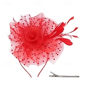 baratos Capacete de Casamento-Peça para Cabeça Tule Penas Casamento Festa de Noite Elegante Casamento Com Penas Capacete Chapéu
