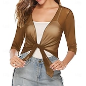 voordelige moeders wikkels-Damesomslag Elegant 3/4 mouw Chiffon Bruiloftsomslagen Met Pure Kleur Voor Feest Lente zomer