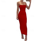 ieftine Rochii de absolvire-Pentru femei Rochii Midi Rochie albă Rochie de absolvire Rochie de petrecere Rochie Slip Elegant Modă Petrecere Zi de Naștere Concediu Fit regulat Simplu Fără manșon Bretele Spagheti Negru Alb
