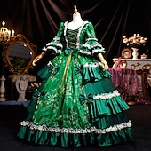 Χαμηλού Κόστους Φορέματα-Βίντατζ Ροκοκό Αναγέννησης Μάξι Φορέματα Κανονικό Juliet Πριγκίπισσα Νύφη Πλισέ Μαζεμένο Πριγκίπισσα Στρογγυλή Λαιμόκοψη Φανταχτερή Φόρεμα Γυναικεία Απόκριες Μασκάρεμα Επίδοση Πάρτι Απόκριες Ενήλικες