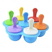 cheap Ice Cube Tray-Silicone Popsicle Molds 7-cavity DIY Ice Pop Mold with Colorful Sticks For egg biting ice cream molds storage containers non stick cake molds