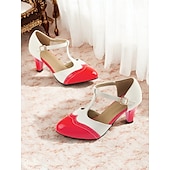 olcso 1950-es évek-női 1950-es évek vintage t-pántos mary jane sarka – kéttónusú brogue alacsony sarkú cipő retro bulikhoz, irodai viselethez és különleges alkalmakra