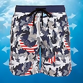 cheap Flag Print-Men&#039;s Camouflage American US Flag Lined Shorts 2 in 1 Board Shorts Swim Shorts Mid Waist Hawaiian Vacation Holiday Beach Wear Side Pockets With Compression Liner Elastic Drawstring Waist Designer