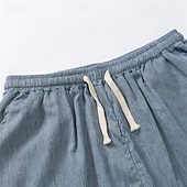 economico Classico-Per uomo Shorts Shorts di Lino Pantaloncini Estivi Shorts da Spiaggia Tasca Coulisse Elastico in vita Semplice Comodità Traspirante Lunghezza al polpaccio Vacanza Ferie Spiaggia Hawaiano Boho Nero