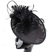 baratos Capacete de Casamento-Peça para Cabeça Sinamay Casamento Festa de Noite Elegante Casamento Com Penas Capacete Chapéu
