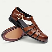 cheap Premium Leather Sandals-Men&#039;s Leather Fisherman Sandals - Breathable Summer Closed-Toe Sandals for Casual &amp; Outdoor Wear
