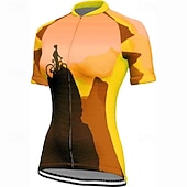 cheap Women's Jerseys-Women's Cycling Jersey Graphic Short Sleeve Bike Tee Tshirt Jersey with 3 Rear Pockets Mountain Bike MTB Quick Dry Anatomic Design Wicking Breathable Sports Blue Fuchsia Orange Clothing Apparel