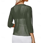 voordelige moeders wikkels-Damesomslag Elegant 3/4 mouw Chiffon Bruiloftsomslagen Met Pure Kleur Voor Feest Lente zomer