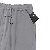 baratos Retrô-Homens Calças de linho Calças Calça verão Calças largas Calças de praia Com Cordão Cintura elástica Perna reta Tecido Conforto Respirável Comprimento total Ao ar livre Ioga Ginásio Moda Retro Vintage